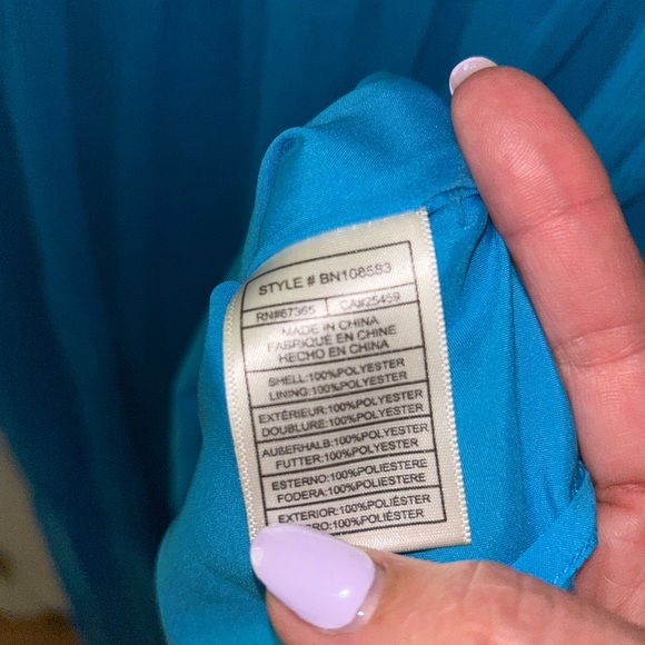 Steve Madden Nylah Dress with Long Mesh Sleeves in Aruba Blue Size Large - Picture 9 of 11